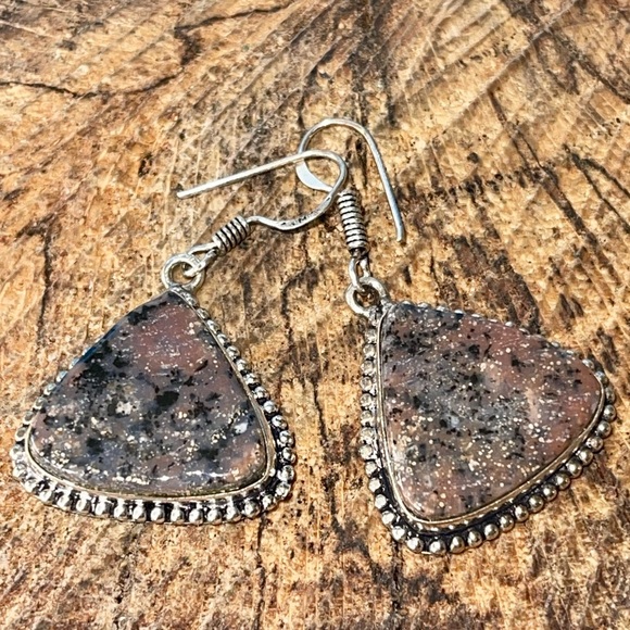 Honey Dendritic Agate Earrings 1 7/8” - Picture 5 of 8